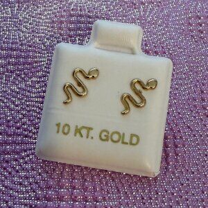 10K GOLD snake stud screw back earrings